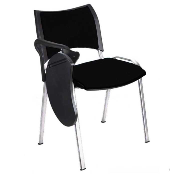 Silla colectividad ISO Smart Tapizada con pala abatible, patas cromadas