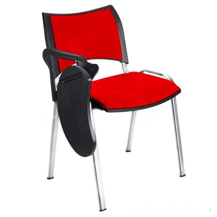 Silla colectividad ISO Smart Tapizada con pala abatible, patas cromadas