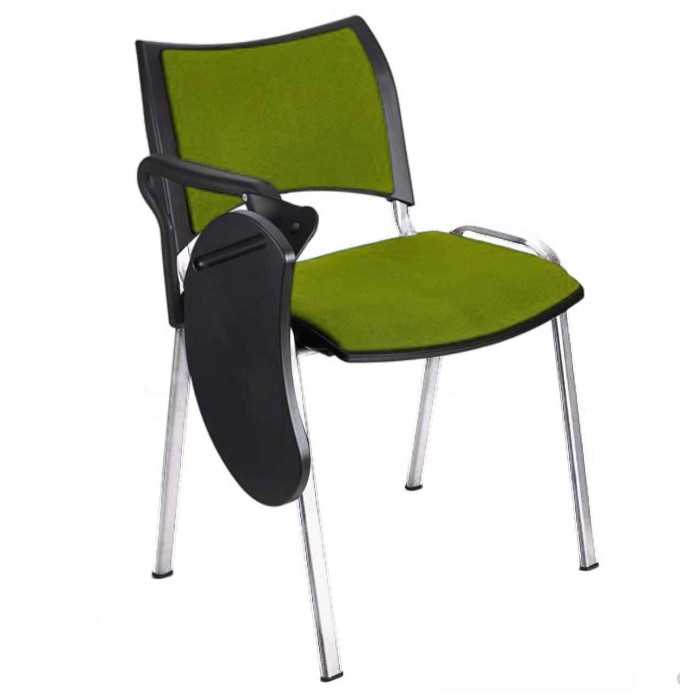 Silla colectividad ISO Smart Tapizada con pala abatible, patas cromadas