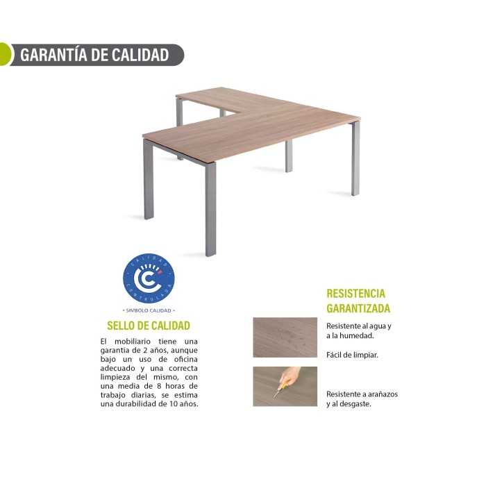 Mesa de oficina PORTICO + ala izquierda, estructura metálica