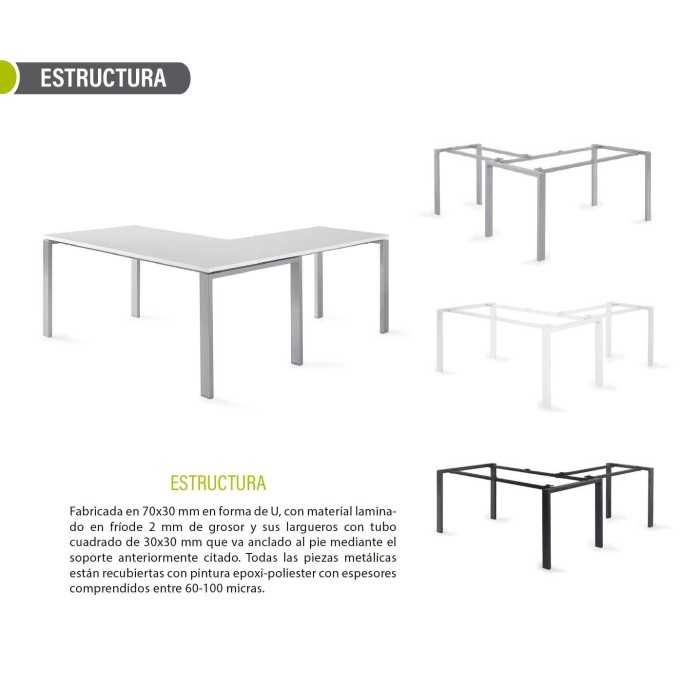 Mesa de oficina PORTICO + ala izquierda, estructura metálica
