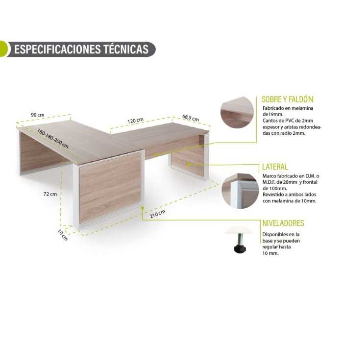 Mesa de despacho OMEGA con ala