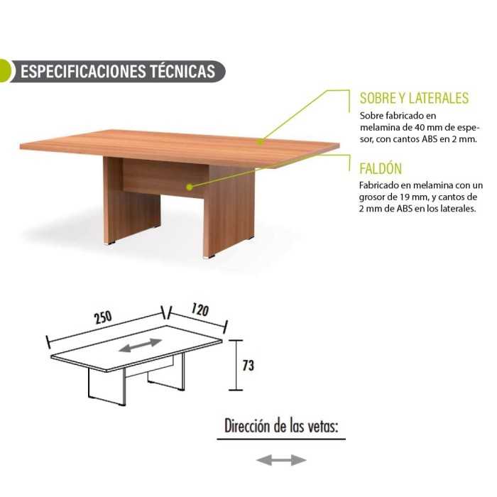 Mesa reunión KARINA, rectangular, medida 250x120 cm