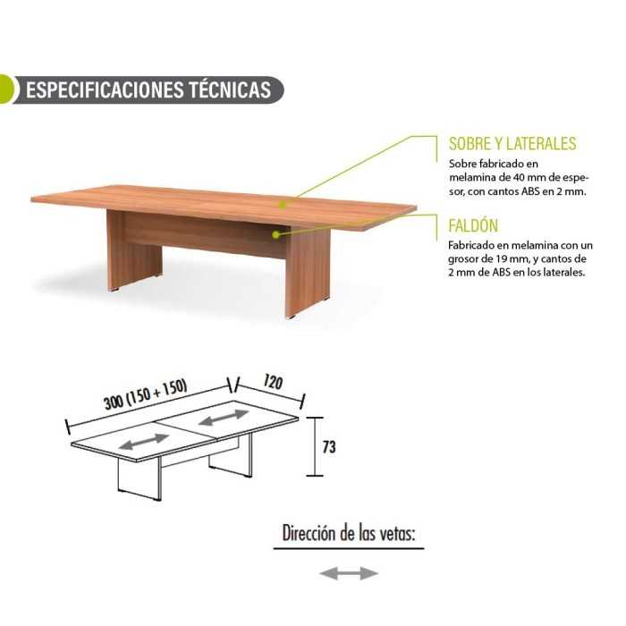 Mesa reunión KARINA, rectangular, medida 300x120 cm