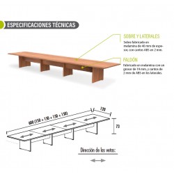 Mesa reunión KARINA, rectangular, medida 600x120 cm