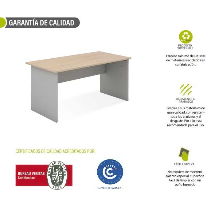 Mesa de oficina serie TONO T3, estructura y faldón en plata, varias medidas disponibles