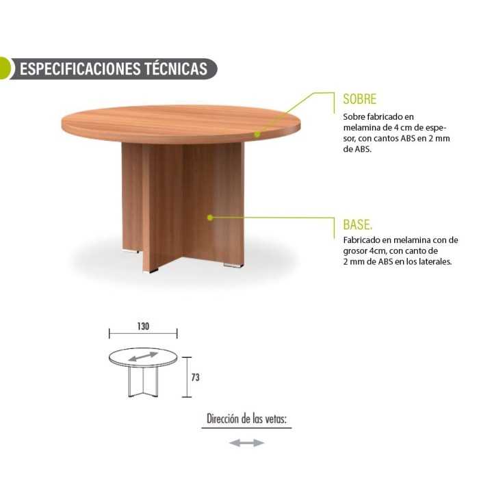 Mesa de reunión, KARINA, circular, diámetro 130 cm, melamina