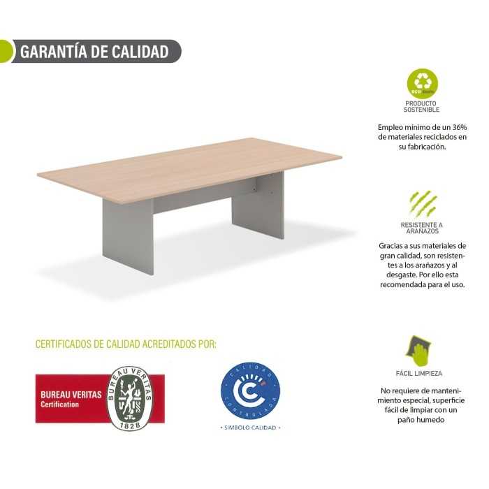 Mesa de reunión serie TINA medida 250 x 120 cm, forma rectangular