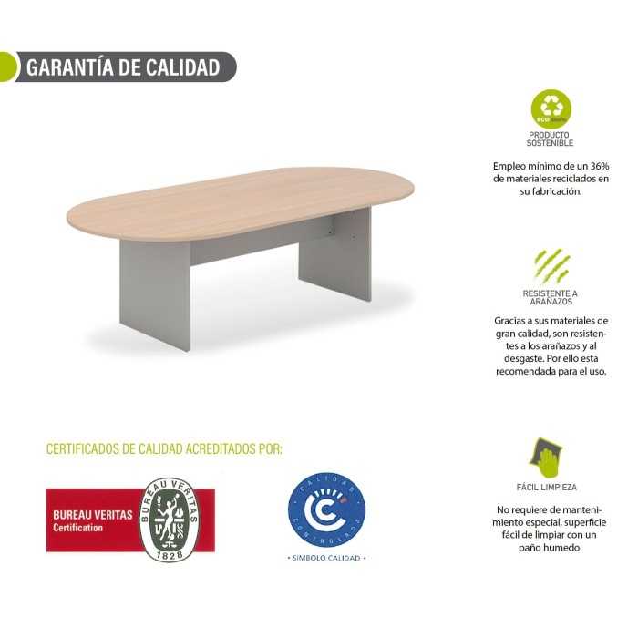 Mesa de reunión serie TINA, medida 250 x 120 cm, forma ovalada