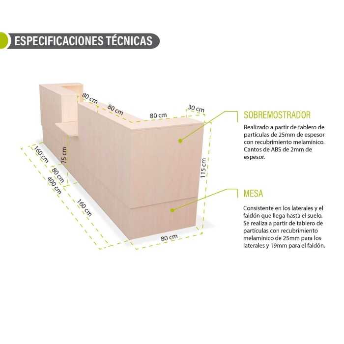Mostrador recepción DUO, doble y movilidad reducida