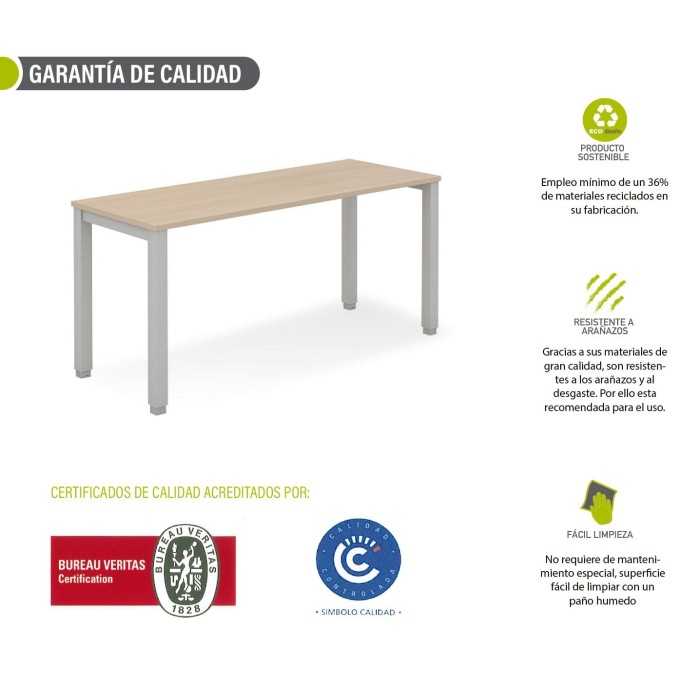 Mesa de oficina TEMPO, estructura 4 patas fijas, fondo 80 cm