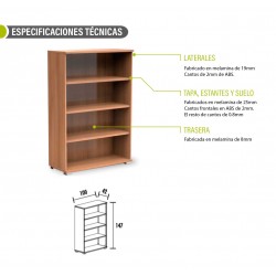 Estantería de oficina KARINA, estantes a la vista, altura 147 cm