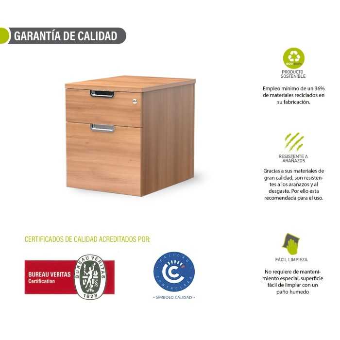 Cajonera de oficina KARINA, cajón + archivo, con cerradura, rodante