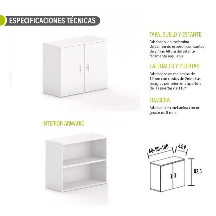 Armario de oficina bajo con puertas serie OH Office