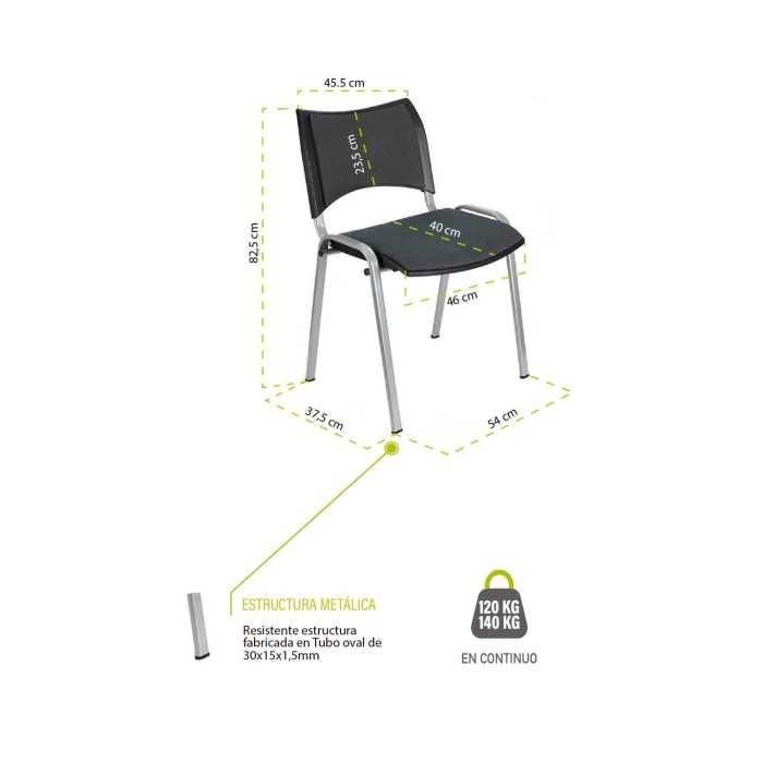 Silla confidente ISO Smart Tapizada, patas cromadas