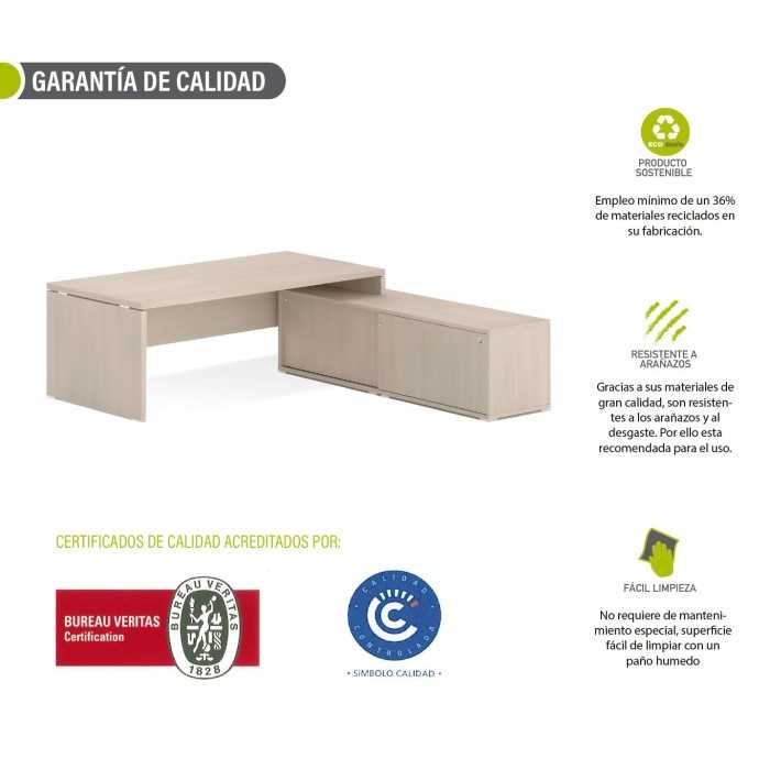 Mesa despacho con credencia KARINA, elegante y profesional, alto almacenaje