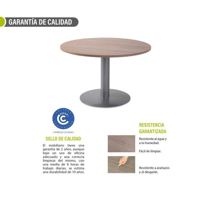 Mesa de reunión redonda pie metálico Blanco/Olmo de 110 CM