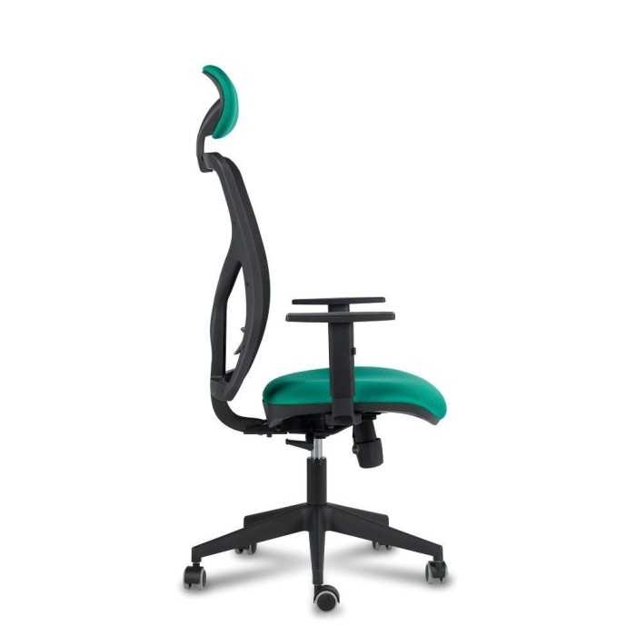 Silla de oficina CAMI 1, respaldo malla, cabezal, con brazos, base poliamida
