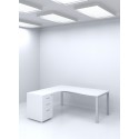 Mesa de oficina compacta PORTICO, ala con 2 cajones + archivo