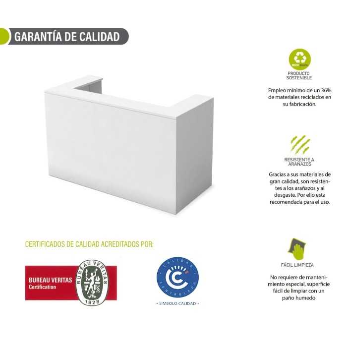 Mostrador de recepción individual ZETA, sobremostrador decorativo, con pasacables