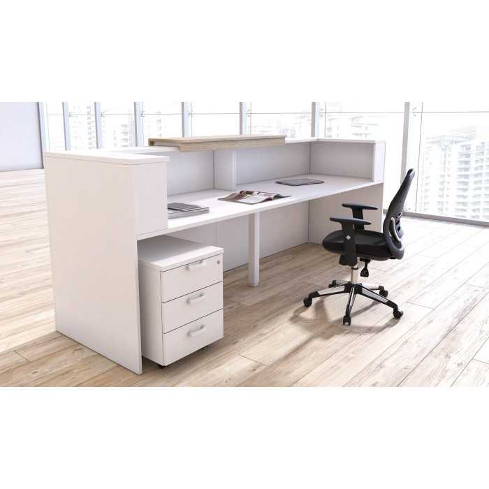 Mostrador de recepción DOBLE ZETA, sobremostrador decorativo, con pasacables, color configurable