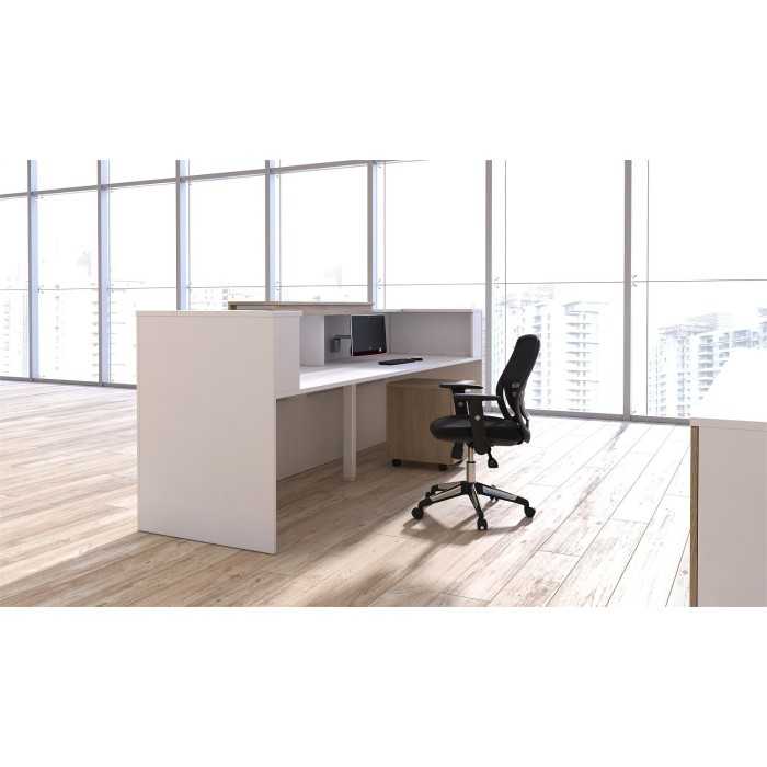 Mostrador de recepción DOBLE ZETA, sobremostrador decorativo, con pasacables, color configurable