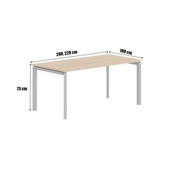 Mesa de despacho STAR, estructura 4 patas metálica, fondo 100 cm