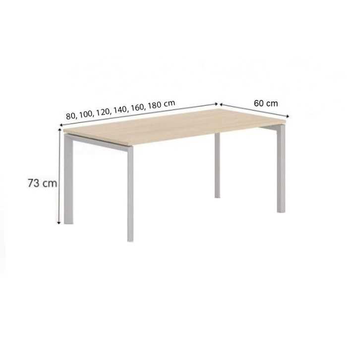 Mesa colectividades STAR, estructura 4 patas metálica, fondo 60 cm
