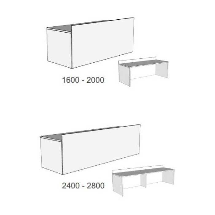 Mesa de conferencias con frontal elevado, varias medidas disponibles