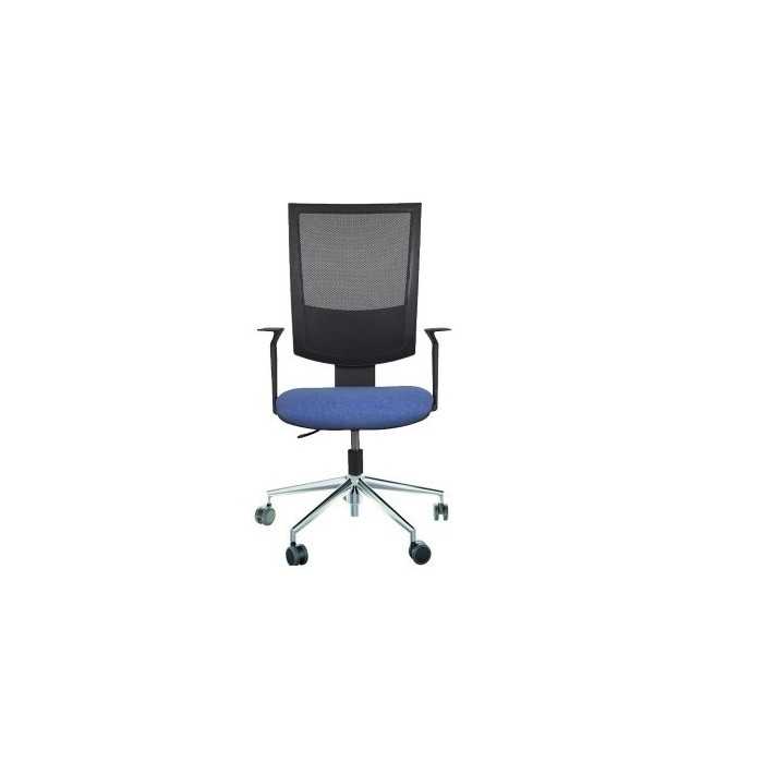 Silla de oficina CASIOPEA 4, respaldo malla, asiento de gran acolchado, base aluminio