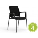 Pack de 4 sillas confidente TEMA con brazos, estructura negra