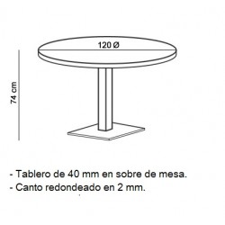 Mesa redonda con peana cuadrada serie LADERA