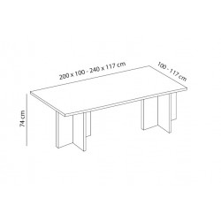 Mesa rectangular con dos bases en aspa serie LOMA de Euromof