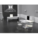 Despacho completo STYLE, mesa recta fondo 80 cm, mesa reuniones y 3 armarios bajos