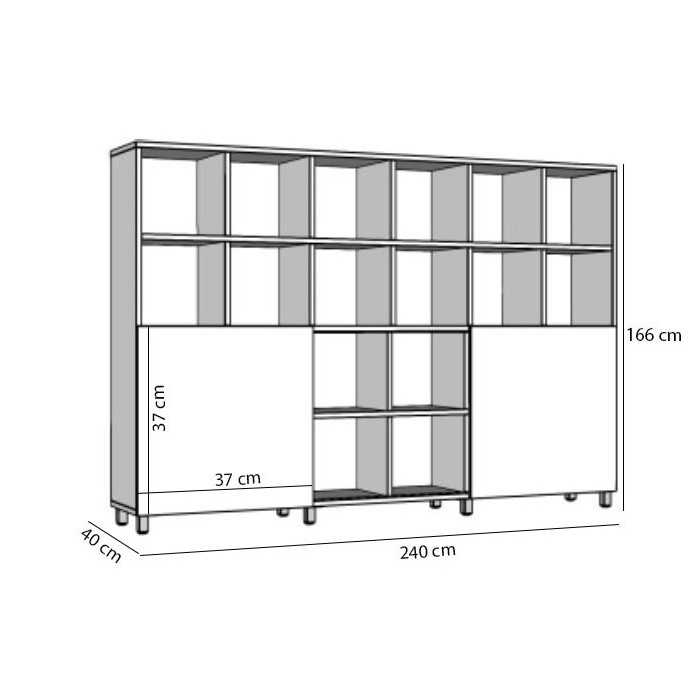 Estantería de celdas 24 huecos y 2 puertas correderas