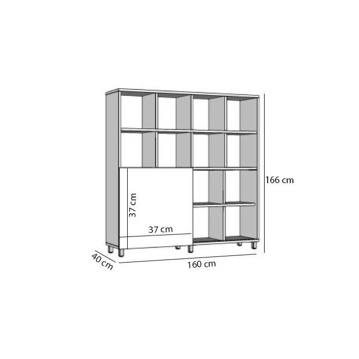 Estantería de celdas 16 huecosy puerta corredera