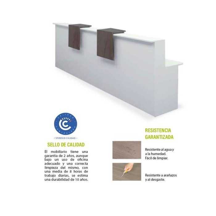 Mostrador de recepción BASIC, blanco con sobremostradores a elegir, ancho 360 cm