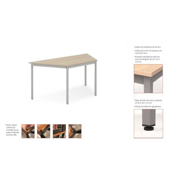 Mesa para aula forma trapezoidal estructura perimetral medidas a elegir serie DAI