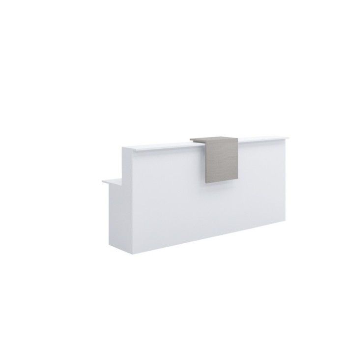 Mostrador de recepción BASIC 240 cm, color blanco, con sobremostrador nebraska