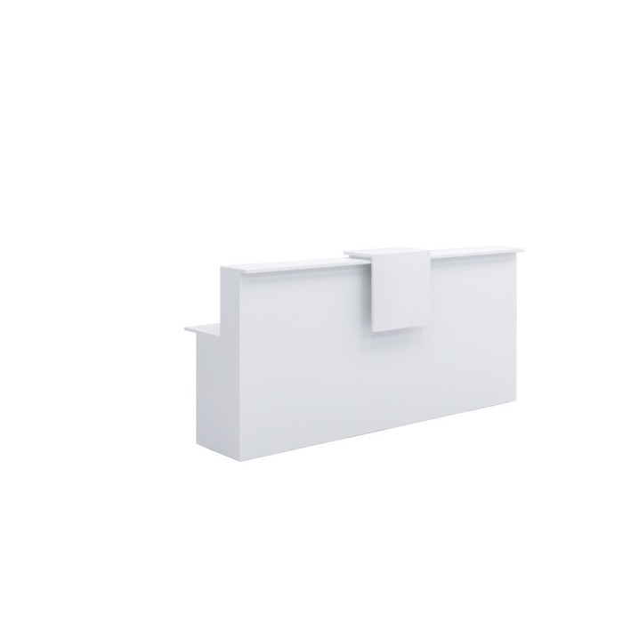 Mostrador de recepción BASIC 240 cm, color blanco, con sobremostrador nebraska