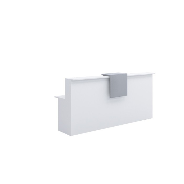 Mostrador de recepción BASIC 240 cm, color blanco, con sobremostrador nebraska