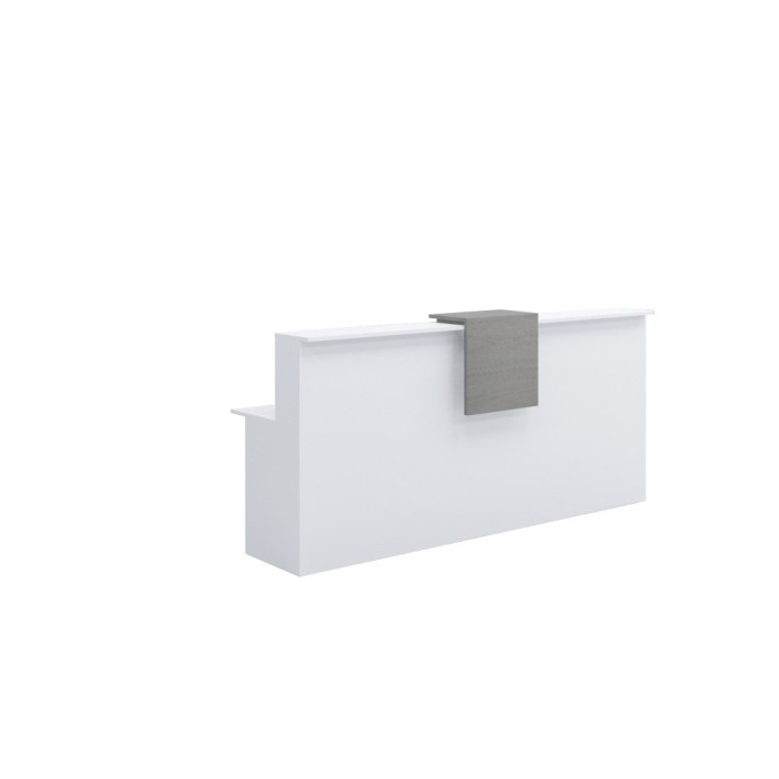 Mostrador de recepción BASIC 240 cm, color blanco, con sobremostrador nebraska
