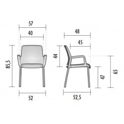 Silla confidente TEMA con brazos, estructura negra