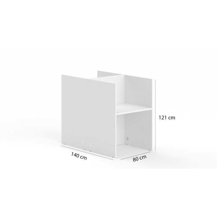 Call center doble enfrentados ancho 80 cm, cantos rectos altura 121 cm