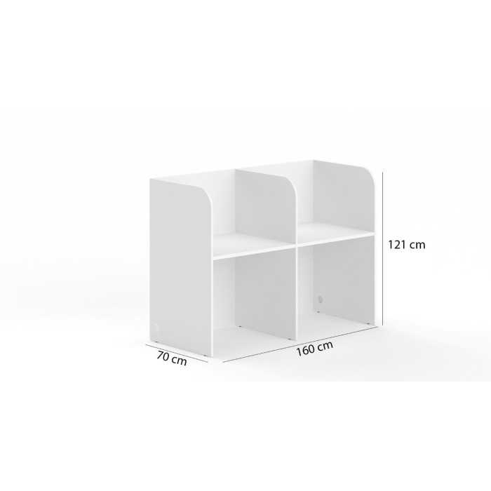Call center doble lineal ancho 160 cm, cantos redondeados altura 121 cm