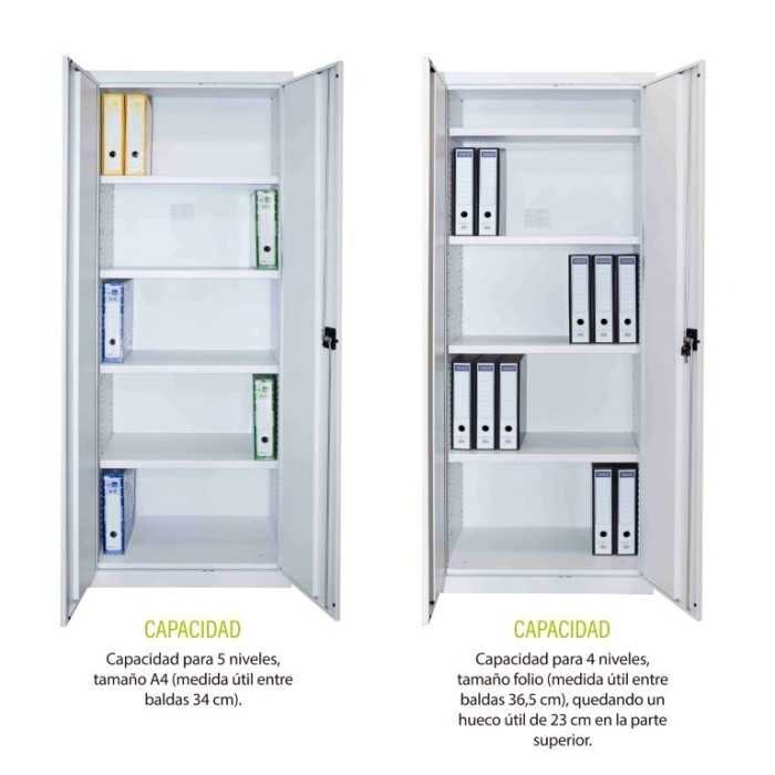 Armario metálico de oficina de puertas abatibles ancho 80 cm