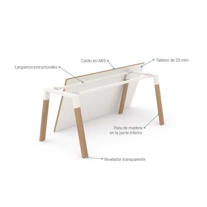 Mesa de oficina modelo venus madera con ala