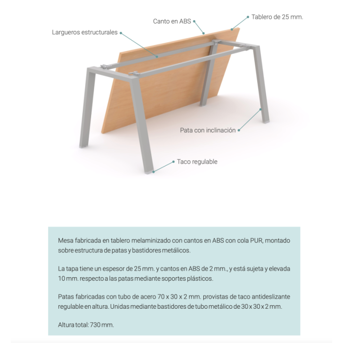 Mesa dirección con ala modelo venus fondo 100 cm