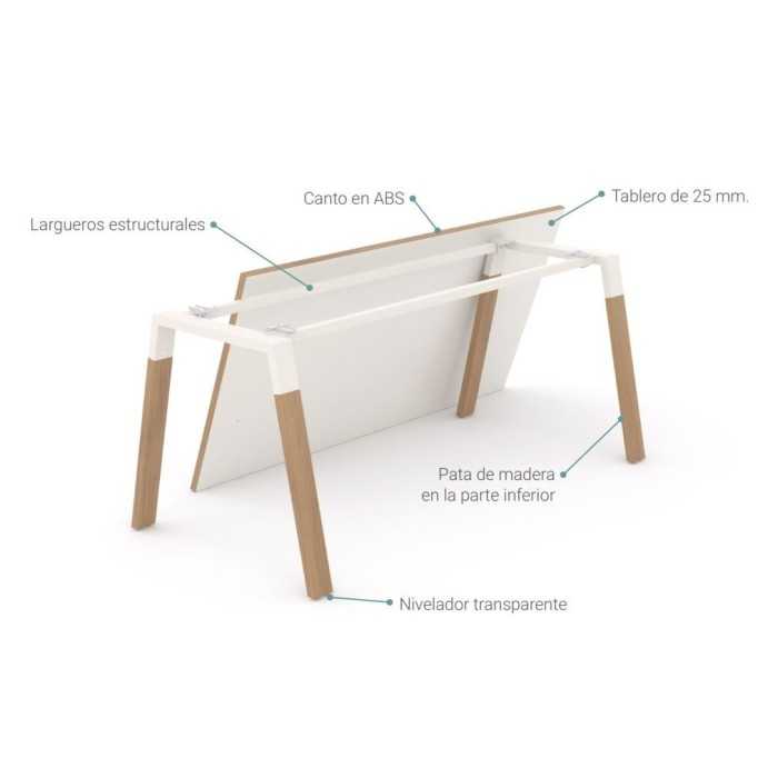 Mesa de oficina modelo venus madera fondo 80 cm