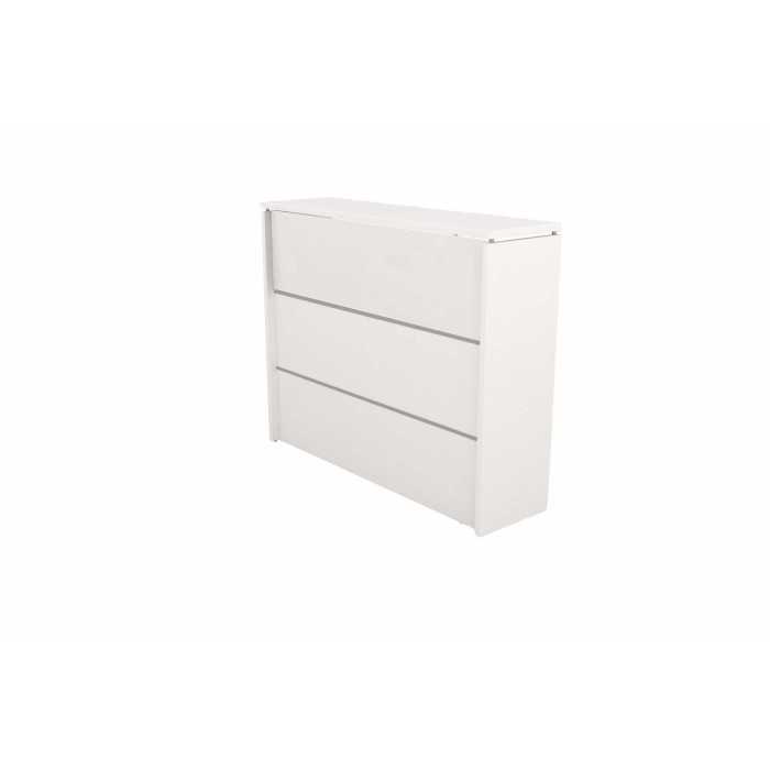 Mostrador de recepción MERKA, recto con mesa, frontal de 3 paneles